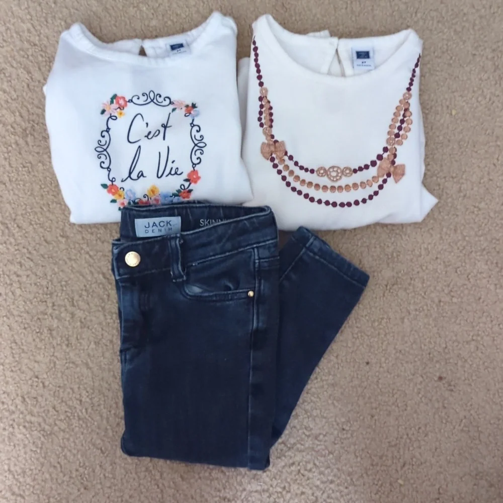 Janie & Jack Wardrobe Bundle: Two Long Sleeve Shirts & Skinny Jeans Size 2T